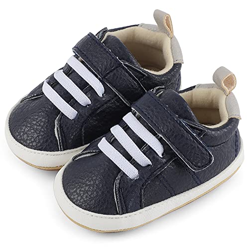 Cheerfu Mario Lauflernschuhe Baby Jungen Mädchen Baby Born Erste Schuhe Weiche Leder rutschfest Sohle Marine 12-18 Monate (3) von Cheerful Mario