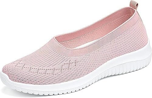 CHEKZ Lässige Wanderschuhe für Damen, atmungsaktive Sneakers, Frühling und Sommer, Klassische Slip-On-Sneaker, gewebte Mesh-Sportschuhe, leichte orthopädische Schuhe,36,Pink von CHEKZ