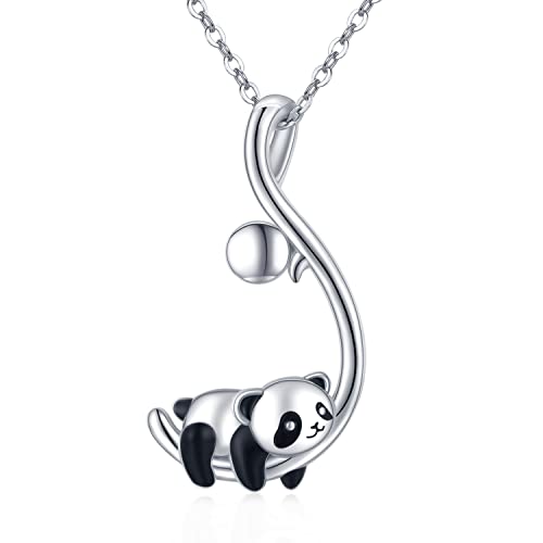 CHENGHONG Panda Geschenke 925 Sterling Silber Panda Kette Tier Halskette Anhänger Kawaii Panda Schmuck Geschenke für Frauen Mädchen Kinder von CHENGHONG