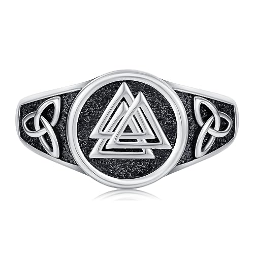 Wikinger Ring 925 Sterling Silber Verstellbare Valknut Ringe mit Dreifacher Valknut Keltische Ring Herren Rune Amulett Schmuck Mythologie Geschenke für Männer von CHENGHONG