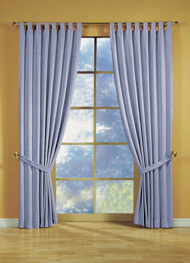 Fensterdekoration aus schwerer Thermo-Chenille-Qualität, mit Schlaufen, Größe 434 (H220xB135 cm), Hellblau von CHENILLE