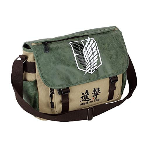 CHENMA Anime Canvas Student Crossbody Umhängetasche Daypack Single Schultertasche Büchertasche Laptop Bag AOT Attack on Titan von CHENMA