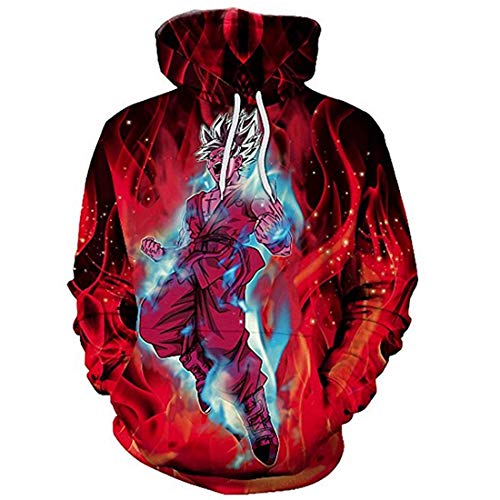 CHENMA Herren Cosplay Goku Kakarot 3D-Druck Pullover Kapuzen-Sweatshirt mit Kängurutasche von CHENMA