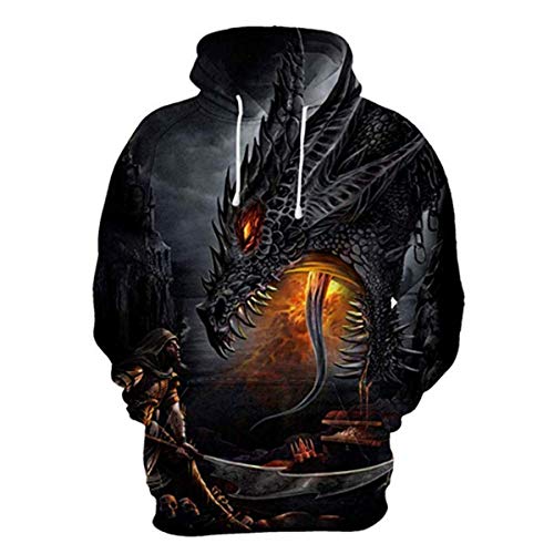 CHENMA Herren Drachen 3D-Druck Pullover Kapuzen-Sweatshirt Fleece gefüttert Winter Sweatshirt mit Känguru-Tasche (Etikett 3XL/EU XXL, Sommer/Farbe 3) von CHENMA