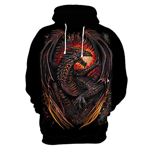 CHENMA Herren Drachen 3D-Druck Pullover Kapuzen-Sweatshirt Fleece gefüttert Winter Sweatshirt mit Känguru-Tasche (Etikett XL/EU L, Sommer/Farbe 2) von CHENMA