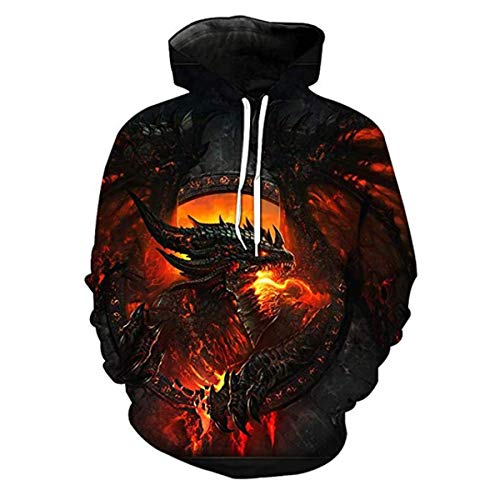 CHENMA Herren Drachen 3D-Druck Pullover Kapuzen-Sweatshirt Fleece gefüttert Winter Sweatshirt mit Känguru-Tasche (Etikett XXL/EU XL, Winter/Farbe 4) von CHENMA