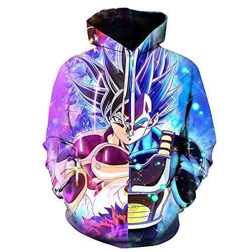 CHENMA Herren Japanischer Anime Cosplay Goku 3D-Druck Pullover Kapuzen-Sweatshirt mit Kängurutasche von CHENMA