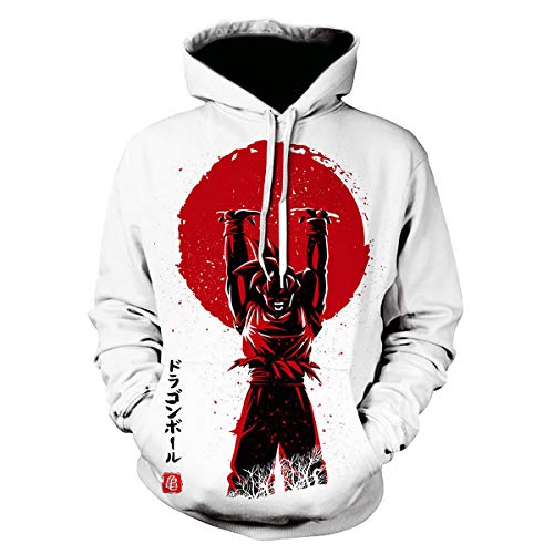 CHENMA Herren Japanischer Anime Cosplay Goku 3D-Druck Pullover Kapuzen-Sweatshirt mit Kängurutasche von CHENMA