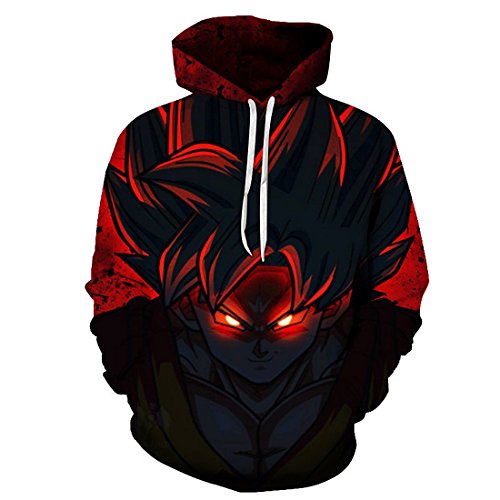 CHENMA Herren Japanischer Anime Cosplay Goku 3D-Druck Pullover Kapuzen-Sweatshirt mit Kängurutasche von CHENMA