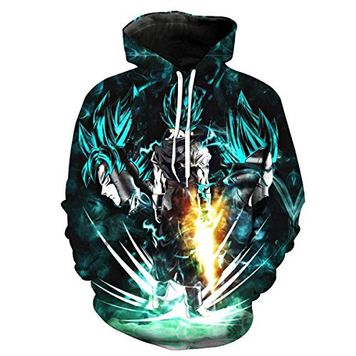 CHENMA Herren Japanischer Anime Cosplay Goku 3D-Druck Pullover Kapuzen-Sweatshirt mit Kängurutasche von CHENMA