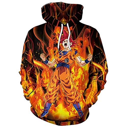 CHENMA Herren Cosplay Goku Kakarot 3D-Druck Pullover Kapuzen-Sweatshirt mit Kängurutasche von CHENMA