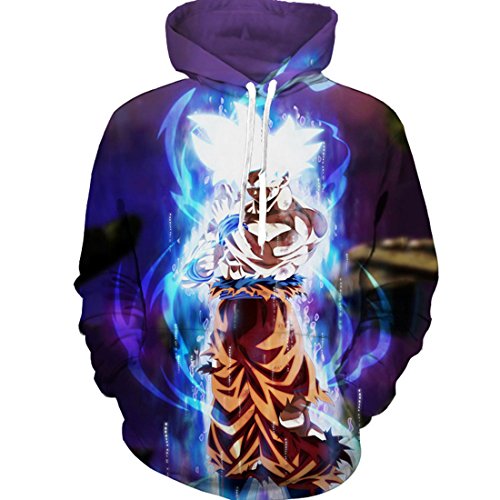 CHENMA Herren Japanischer Anime Cosplay Goku 3D-Druck Pullover Kapuzen-Sweatshirt mit Kängurutasche von CHENMA