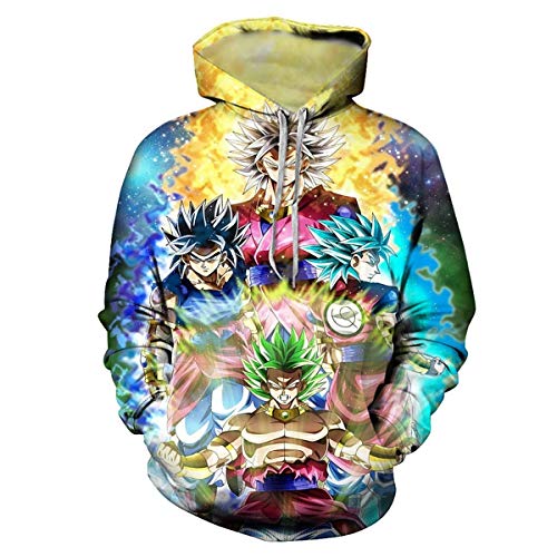 CHENMA Herren Japanischer Anime Cosplay Goku 3D-Druck Pullover Kapuzen-Sweatshirt mit Kängurutasche von CHENMA