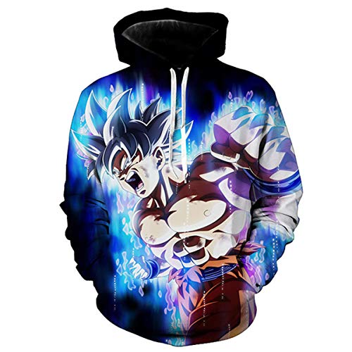 CHENMA Herren Japanischer Anime Cosplay Goku 3D-Druck Pullover Kapuzen-Sweatshirt mit Kängurutasche von CHENMA