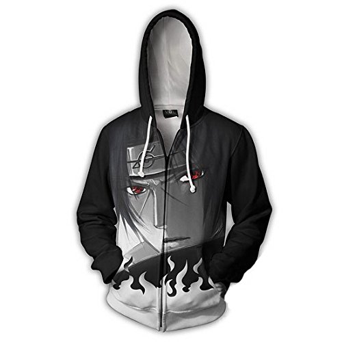 CHENMA Herren Anime Kakashi Itachi Akatsuki Langarm Bomberjacke mit durchgehendem Reißverschluss mit Kapuze Jacke von CHENMA