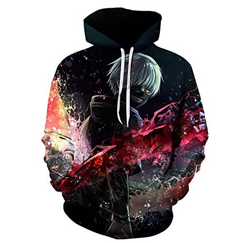 CHENMA Herren Tokyo Ghoul 3D-Druck Pullover Hoodie Sweatshirt mit Känguru-Tasche (L/EU M, Farbe 8) von CHENMA