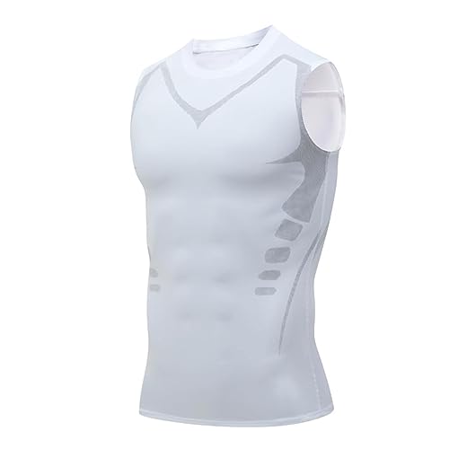 2023 New Version Ionic Shaping Vest, Energxcel Ionic Shaping Vest, Shapewear Unterhemd Herren, Unterhemden Shapewear Bauch Weg Unterhemd für Männer, Kompressionsshirt Herren Body Shaper (3XL, Weiß) von CHENRI