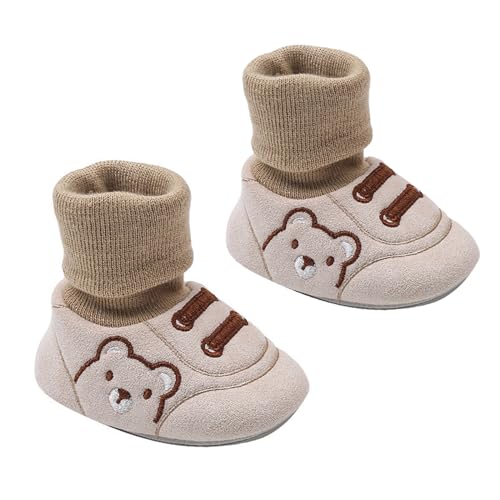 CHENRI Baby Cute Winter Shoes, Niedliche Baby Winterschuhe, Stricken Babybodenschuhe Kleinkind Schuhe, Warm Schneestiefel, Neugeborenes Krabbelschuhe für Mädchen Jungen (Khaki, 13CM) von CHENRI