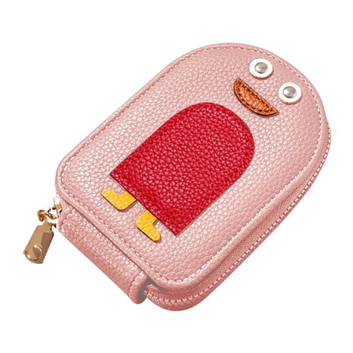 Cute Penguins PU Credit Card Coin Wallet, Pinguin Geldbörse Damen, Leder RFID-Schutz Kartenhalter Geldbörse, Reißverschluss Portemonnaie Münzbörse, Akkordeon Kreditkartenetui für Herren (Rosa) von CHENRI