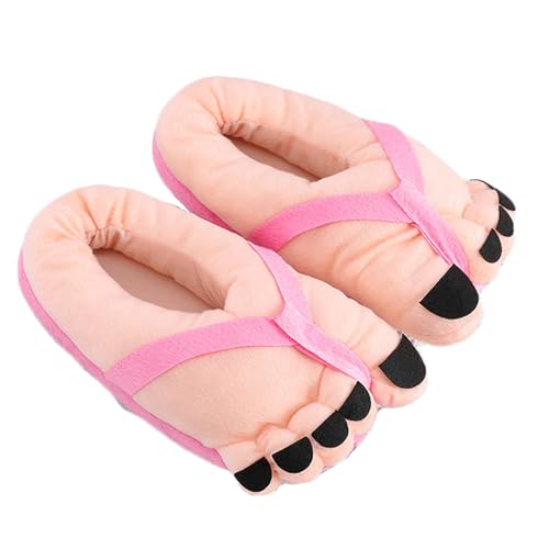 Funny Foot Plush Novelty Slippers, Big Toe Schuhe Plüsch Hausschuhe, Große Zehen Hausschuhe, Unisex Lustige Warm Slipper (Pink, Erwachsene, Einheitsgröße, Alphanumerisch, EU Schuhgrößensystem, M) von CHENRI