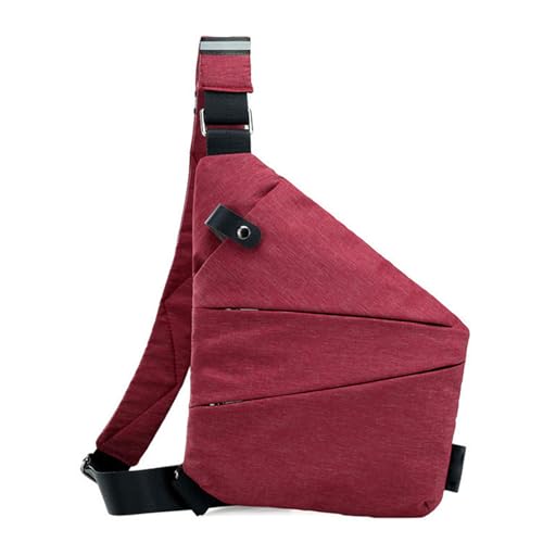 Wander Plus Anti Theft Travel Bag, Multi-Pocket Brusttasche, Anti-Diebstahl Umhängetasche, Schultertasche Sling Bag, Crossbody Tasche für Damen und Herren (Links-Rot) von CHENRI