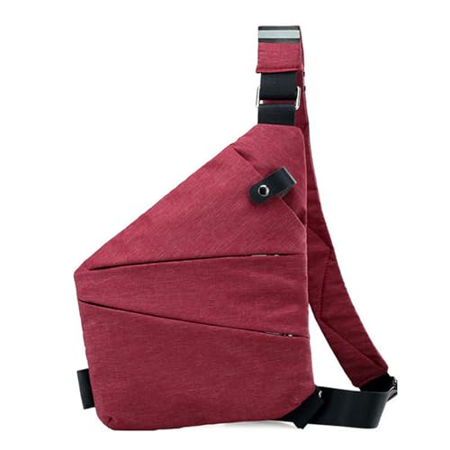 Wander Plus Anti Theft Travel Bag, Multi-Pocket Brusttasche, Anti-Diebstahl Umhängetasche, Schultertasche Sling Bag, Crossbody Tasche für Damen und Herren (Rechts-Rot) von CHENRI