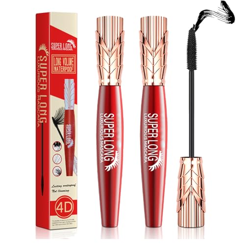 Yanquina Mascara, Super Long Mascara, Schwarze Wimperntusch, Mascara für Volumen und Definition, 4D Langer Locken Makeup Mascara, Wasserfeste Wimperntusche, Mascara für lange Wimpern (2PCS) von CHENRI