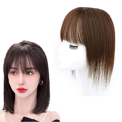 100% Echthaar-Topper for Frauen 13 * 13cm Seidenbasis-Haarteil, Haartoupet Mit Pony for Dünner Werdendes Haar, Damen-Clip-In-Top-Wiglets Haarverlängerungen for Graues Haar (Color : Light Brown, Size von CHHYU