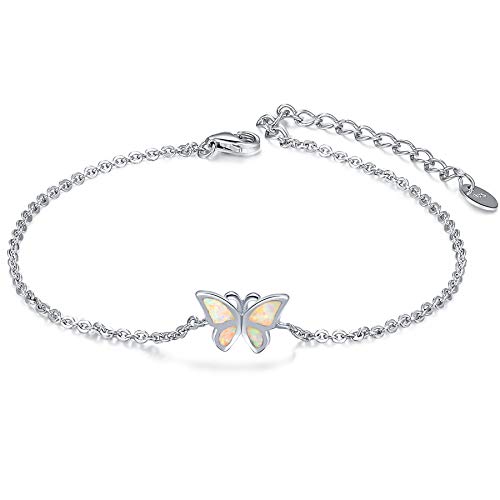 CHIC & ARTSY Schmetterling Armband 925 Sterling Silber erstellt Opal Schmetterling Armband für Frauen Freundschaft Armbänder Schmetterling Charms Armband einstellbar von CHIC & ARTSY