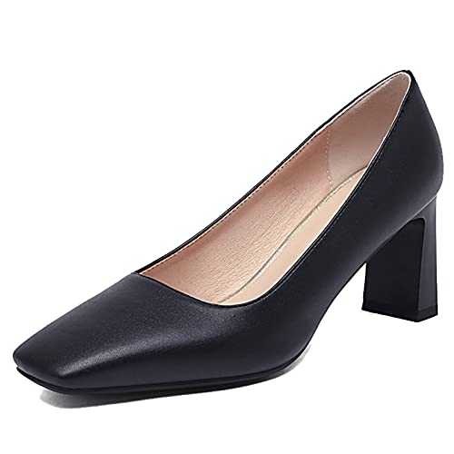 CHICMARK Damen Komfort Slip-on Pumps mit Mittlerem Blockabsatz (Schwarz, 46) von CHICMARK