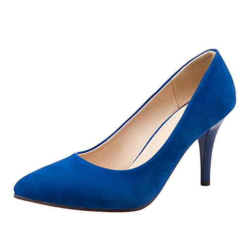 CHICMARK Damen Kleid Pumps mit Spitzer Zehenpartie Slip-On Schuhe für Arbeit & Datierung (Blau, 46) von CHICMARK