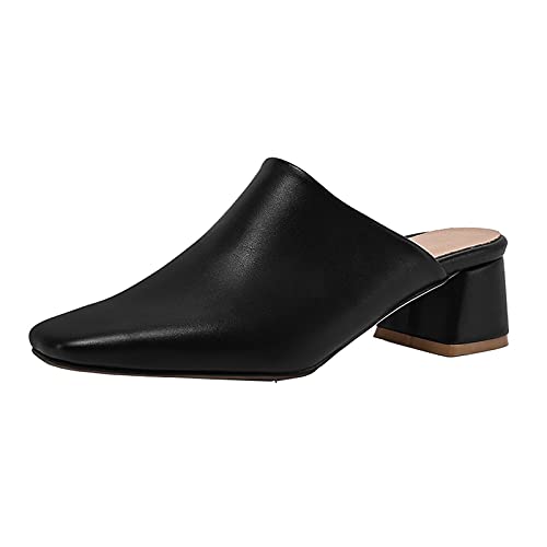 CHICMARK Damen Elegante Clog Pantoletten mit mittelhohem Blockabsatz (Schwarz, 48) von CHICMARK