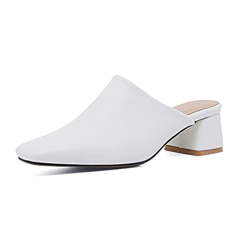 CHICMARK Damen Elegante Clog Pantoletten mit mittelhohem Blockabsatz (Weiß, 40) von CHICMARK