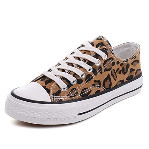 CHICMARK Damen High/Low Top Sneaker Fashion Leopard Espadrilles (Gelb Low Top, 36 EU) von CHICMARK