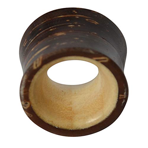 CHICNET Damen Herren Flesh Tunnel Plug Piercing Expander aus Kokosnuss Holz mit Krokodilholz Inlay, hell dunkel, Double Flared Tube, 8mm bis 16mm von CHICNET