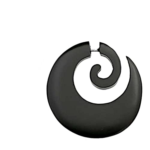 CHICNET Fake Piercing 40mm Ohrring Narraholz Holz Spirale breiter werdend schwarz dunkel braun 0.8mm Edelstahl Pin Dehnschnecke Dehnspirale Tribal Ohrstecker Ohr Schmuck Damen Herren schwarz von CHICNET