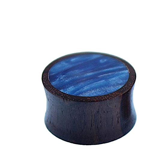 CHICNET Plug Flesh Tunnel Tube Dehner Expander Ohr Piercing aus Sonoholz Holz und Resin, Inlay blau schillernd, Double Flared, Damen Herren Größen 4mm bis 20mm von CHICNET