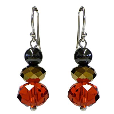 Chic-Net Glasperlen-Ohrringe- Rot- Schwarz und Golden- aus Glas- 925er Sterlingsilber-Bügel- ca.20mmØ von CHICNET