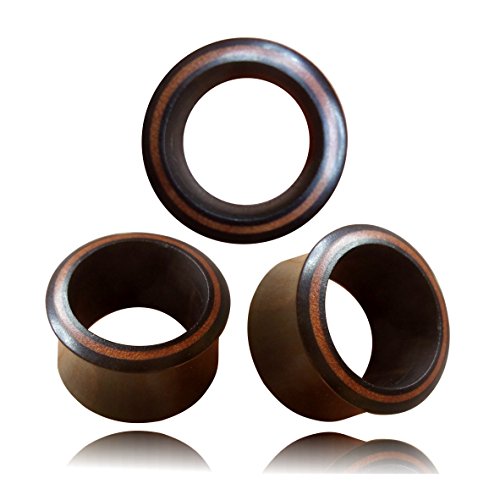 Flesh Tunnel Sonoholz Sawoholz Rim Inlay rot Lobe Piercing Holz double flared Plug Expander Dehner | unisex Tunnels Damen Herren | Holztunnel dunkel Plugs | braun Organic Ohrring Ohrstecker 14 mm von CHICNET