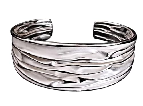 Silberarmreif massiv breit 925 Sterling Silber Armreif Armband Herren Damen Schmuck Armspange verstellbar Siberarmreifen Männer Frauen Armreifen Schmuck Geschenk Herrenschmuck | Geburtstagsgeschenk von CHICNET