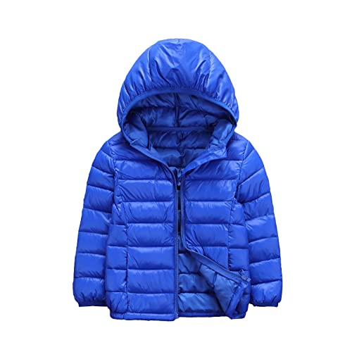 CHICTRY Daunenjacke Kinder Jungen Mädchen Winterjacke Mit Kapuze Winter Outdoor Warm Steppjacke Puffer Mantel Leicht Atnungsaktiv Royal Blau A 110-116 von CHICTRY