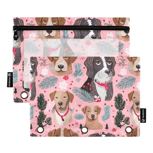 CHIFIGNO Niedliches Federmäppchen mit niedlichem Hund, rosa Federmäppchen für 3-Ringbuch mit transparentem Fenster, für Bürobedarf, 2 Stück CHIFIGNO Niedliches Federmäppchen mit niedlichem Hund, rosa Federmäppchen für 3-Ringbuch mit transparentem Fenster, für Bürobedarf, 2 Stück von CHIFIGNO