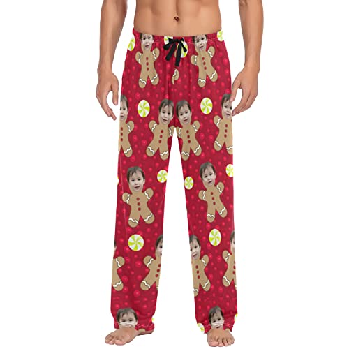 Personalisierte lustige Pyjamahose mit Fotogesicht, für Herren, individuelle Pyjama, Nachtwäsche, Hose mit Taschen für Freund, Ehemann, Vater, Custom 2, Small von CHIFIGNO