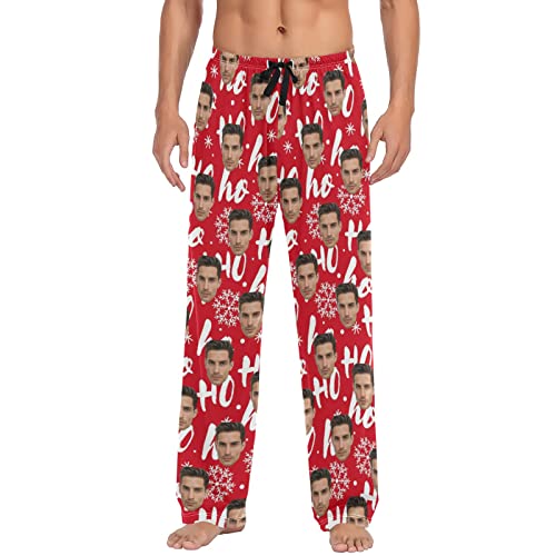 Personalisierte lustige Pyjamahose mit Fotogesicht, für Herren, individuelle Pyjama, Nachtwäsche, Hose mit Taschen für Freund, Ehemann, Vater, Custom 5, Large von CHIFIGNO