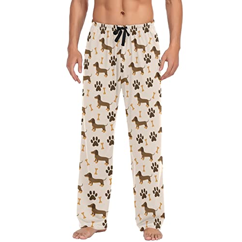 Rot Weihnachten Nussknacker Herren Pyjamahose Leichte Schlafhose mit Taschen Weiche Lounge Pyjamahose, Cute Dachshund Dogs, L von CHIFIGNO