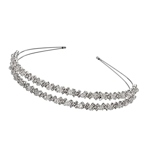 CHILDWEET Doppellagiger Haarreif Aus Strass Doppellagiges Stirnband Für Damen Und Mädchen Haarband Aus Metall Glänzende Kristallstirnbänder Stirnband Aus Silbernem Metall Luxuriös Fräulein von CHILDWEET