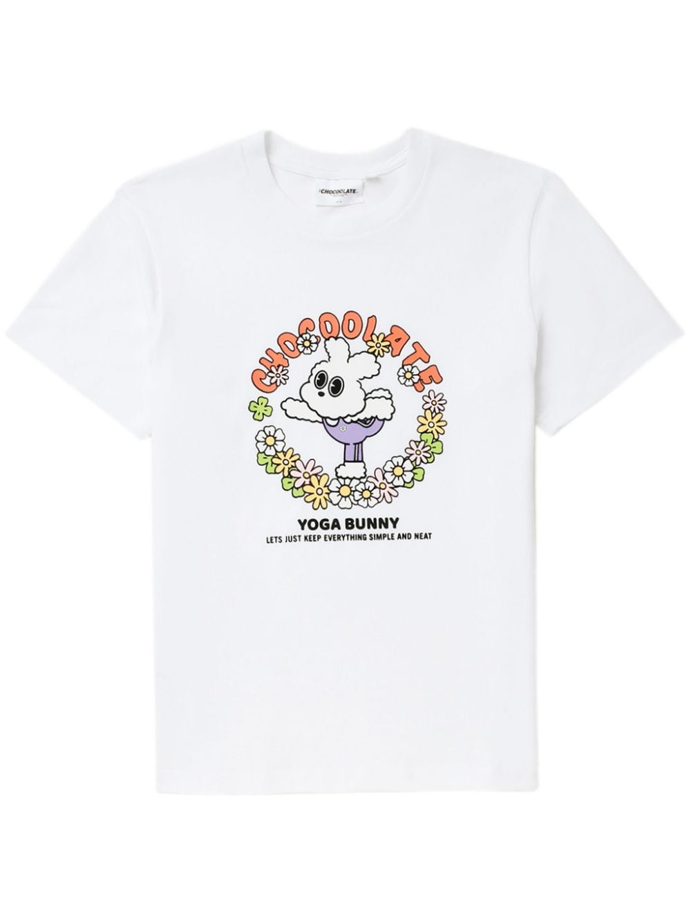 CHOCOOLATE Yoga Bunny T-Shirt mit grafischem Print - Weiß von CHOCOOLATE