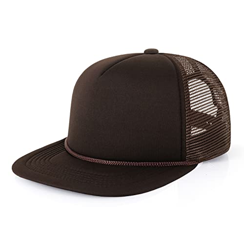 CHOK.LIDS Flat Bill Foam Top Hüte für Männer und Frauen Einstellbare Snapback Trucker Hut Trendige Farbe Flache Krempe Mesh Baseball Cap, Braun, Einheitsgr��e von CHOK.LIDS