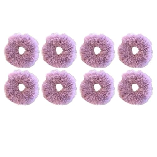 Flauschig Warm Winter Elastisches Haarband Scrunchies Großer Darm Haarring Damen Mädchen Plüsch Haarseil Haarschmuck Haarband (Farbe: Violett-8 Stück) von CHRISK