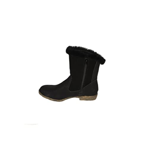 CHSHOER Damen Lederstiefel mit Wildledereinsätzen, bequeme Winterstiefel(Schwarz,39) von CHSHOER